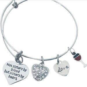 Friend Bracelet- Not Sisters By Blood But Sisters By Heart Jewelry- Wine